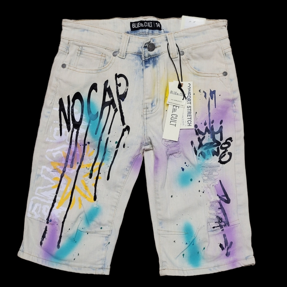 Nwt! Blue Cult Boy " No Cap " Denim Shorts Sz 14
